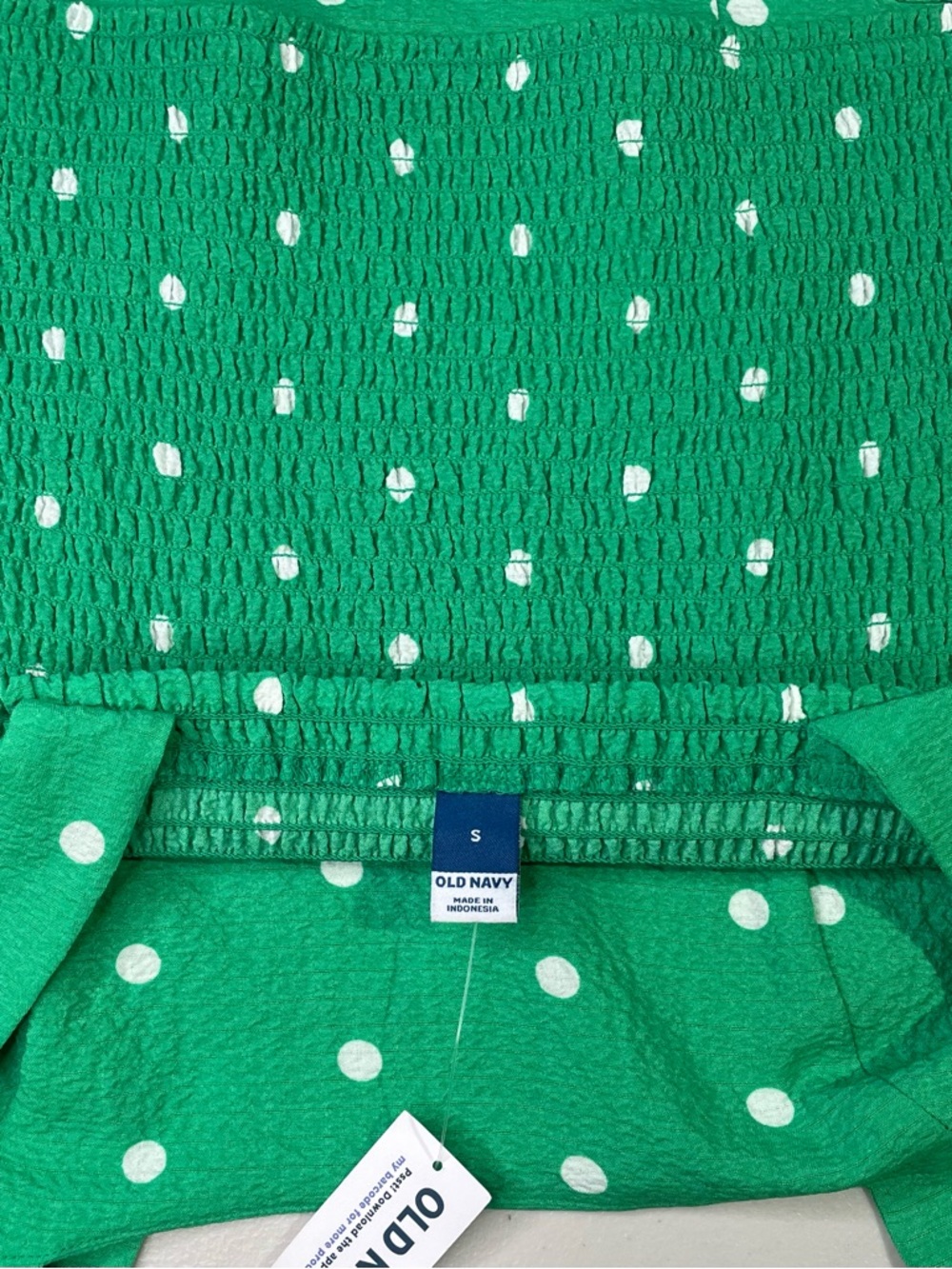 NWT Old Navy Small Green Polka Dot Tie-Shoulder Corset-Style Cami & Smocked Back - Picture 5 of 6
